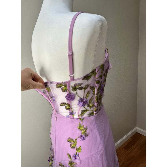 Dress The Population Womens Embellished Floral Purple Gown size XS - Picture 6 of 8
